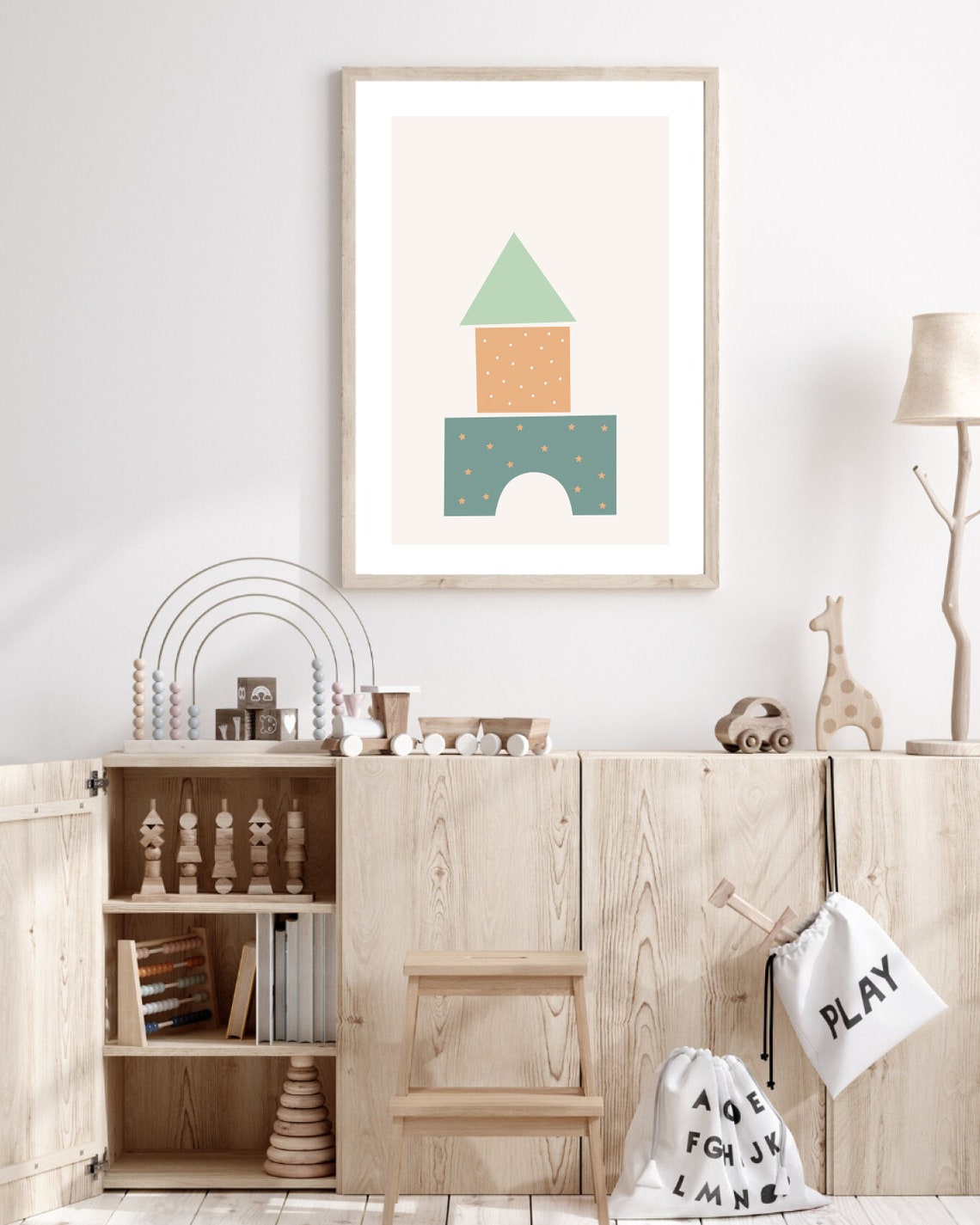 Boho Nursery Building Blocks Art Print, Baby Boy - Image 2