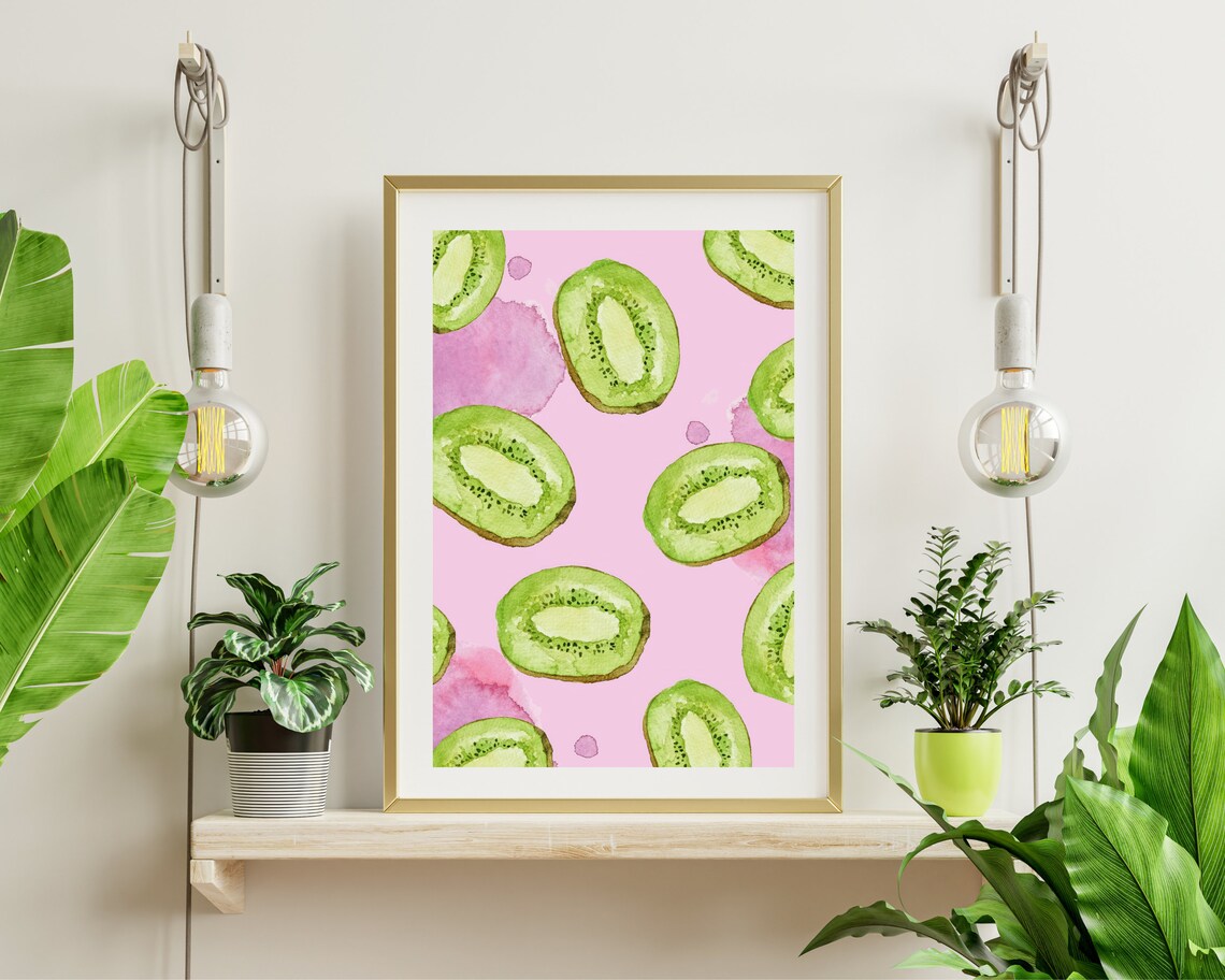 Watercolor Kiwi Slice Art Print, Tropical Kitchen - Image 3