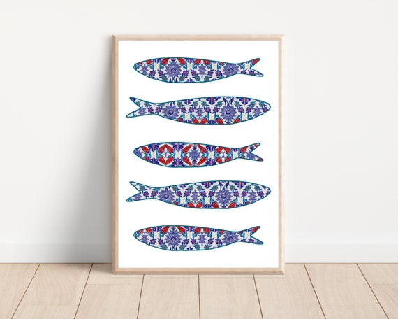 Portugal Sardine Tile, Portuguese Travel Poster