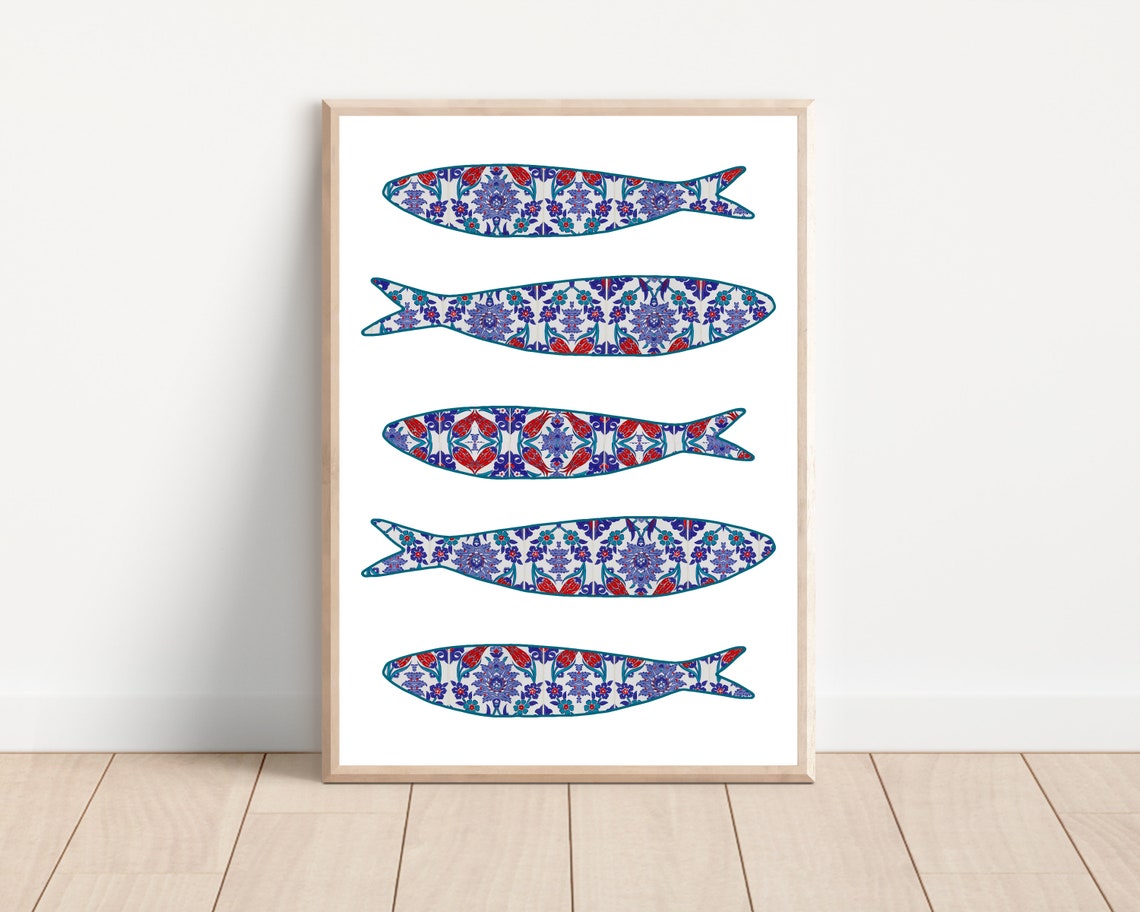 Portugal Sardine Tile, Portuguese Travel Poster