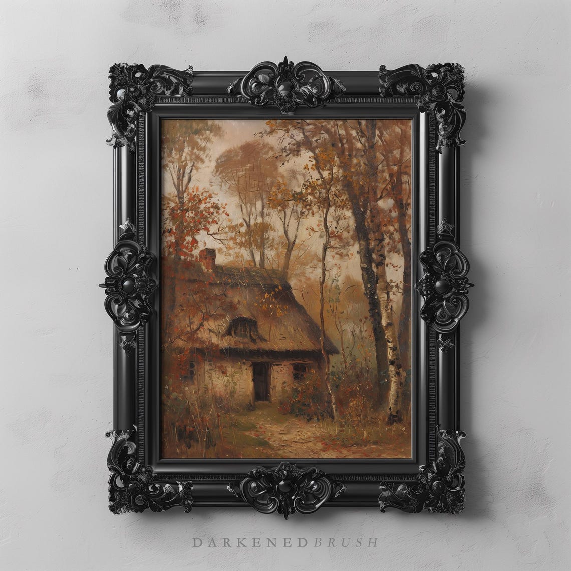 Vintage Autumn Cottage Forest Rustic Farmhouse Fall Woods Cabin Print