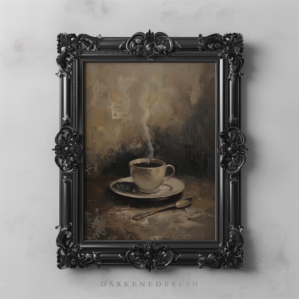 Rustic Coffee Art Print, Dark Academia Kitchen Decor