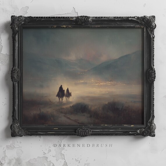 Two Travelers At Dawn Bethlehem Hills Christian Biblical Art Poster