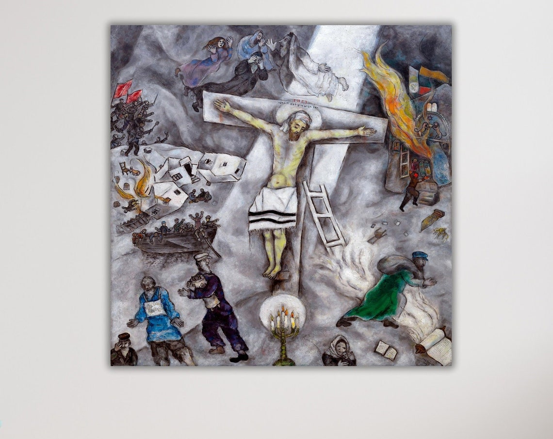 Marc Chagall White Crucifixion Surreal Religious Masterpiece Poster