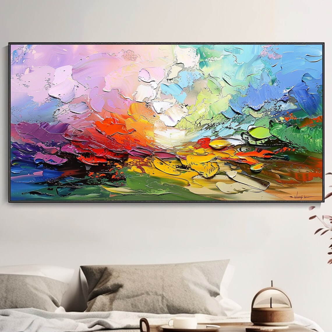 Ocean Seascape Abstract Sunrise, Oil Painting Art Print