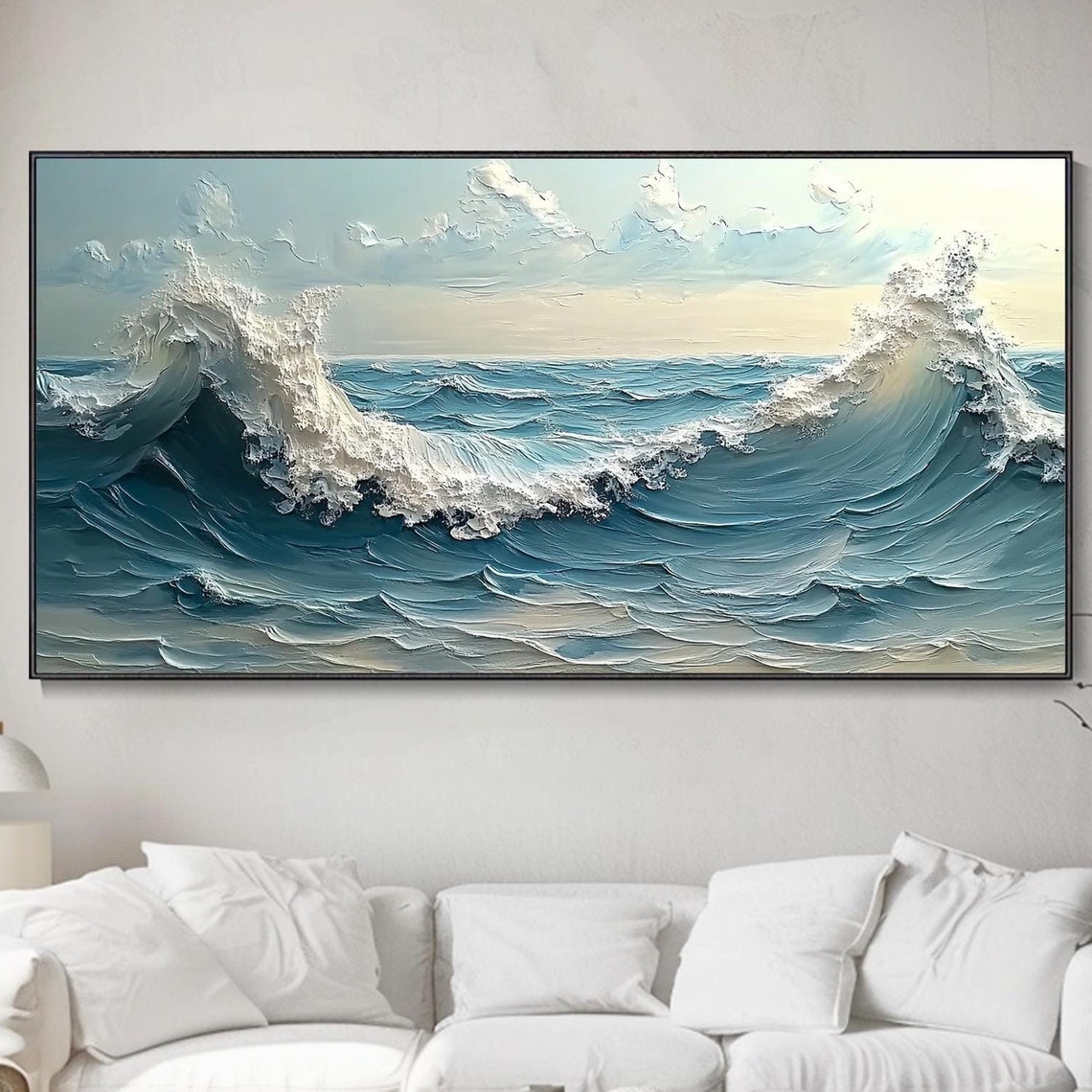 Crashing Ocean Waves With White Sea Foam Textured Seascape Poster