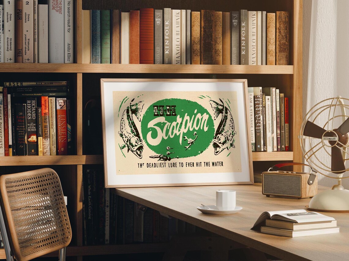 Scorpion Fishing Lure Vintage Deadliest Lure Angler Green Poster - Image 2