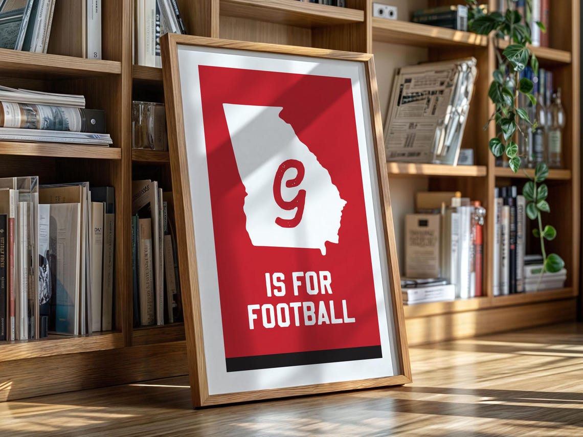 Retro Football Print Georgia Art Poster Sports Team Wall Decor College Sports Gift For Sports Lover Wall Art Sports Dad Gift - Image 4