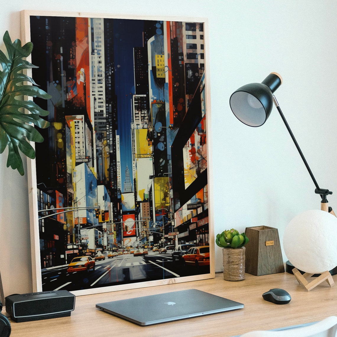 Abstract New York Times Square Street Night Lights Art Poster - Image 2