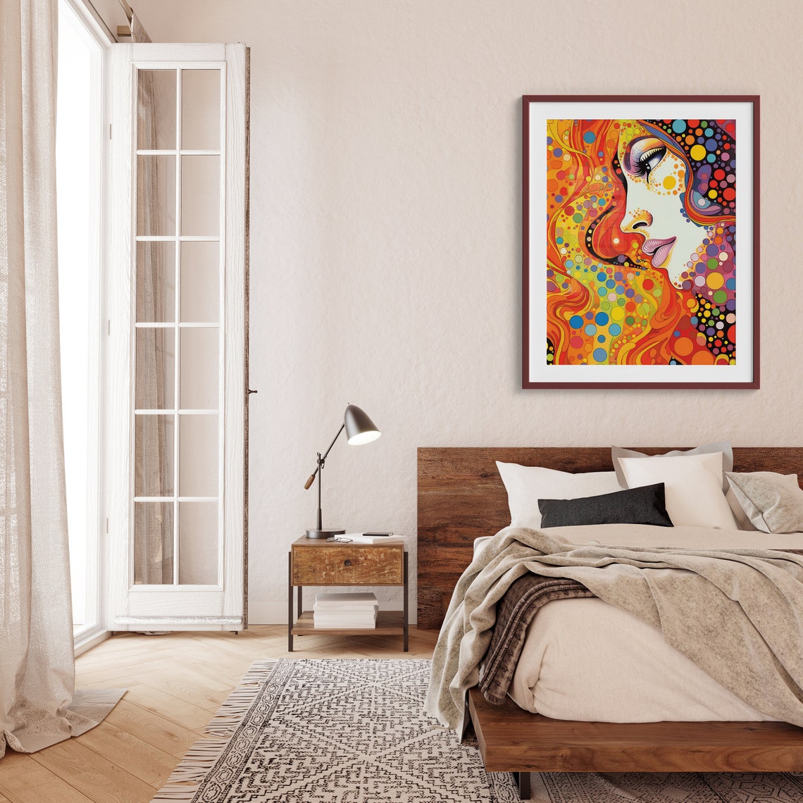 Psychedelic Pop Art Woman Profile Surrounded by Polka Dots Poster - Image 4