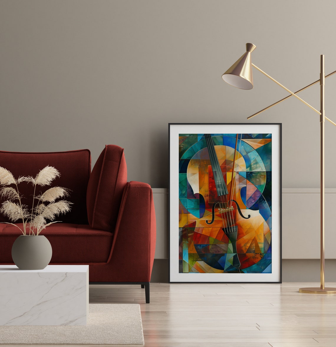 Cubist Cello in Bold Geometric Colors for Music Lovers Poster - Image 5
