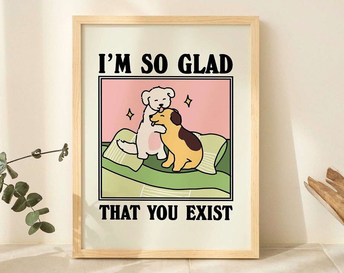 Retro Dog Wall Print, Vintage Dogs Love Quote