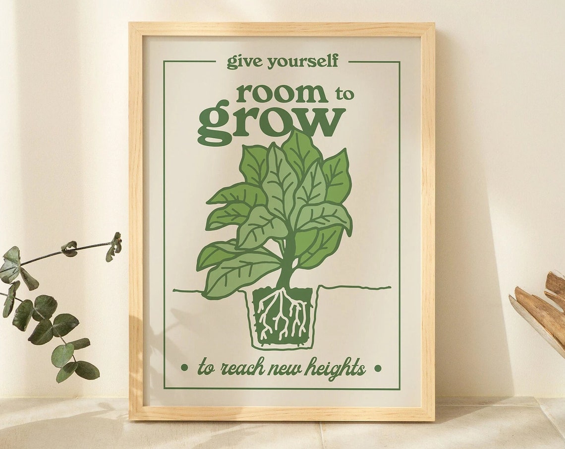Give Yourself Room to Grow Botanical Motivational Wall Poster
