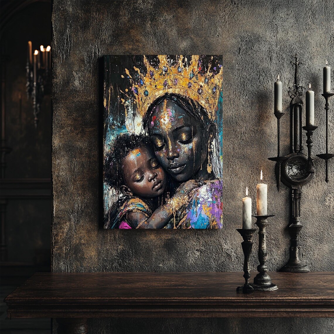 Erzulie Goddess Black Madonna With Baby, Art Print - Image 6