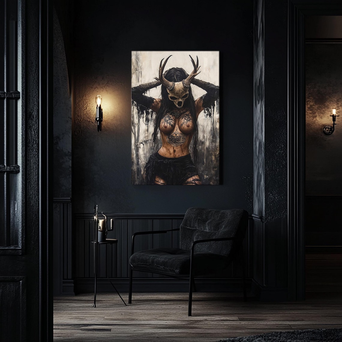 Norse Witch Art Print, Creepy Goth Woman - Image 2