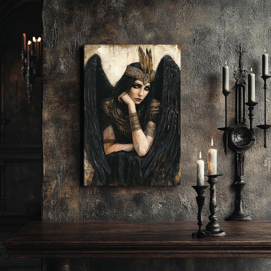 Maat Goddess Ancient Egyptian Oil Painting Art Print - Image 4