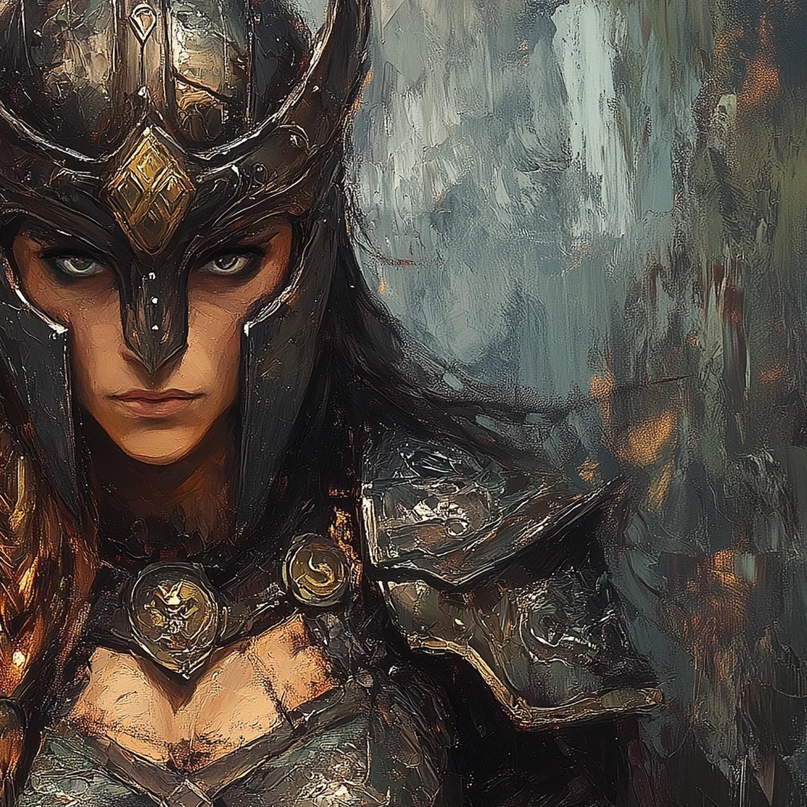 Viking Shieldmaiden Female Warrior Winged Helmet Armor Art Print - Image 6