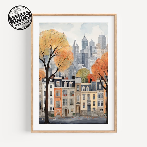 Philadelphia Cityscape Art Print, Pennsylvania Travel