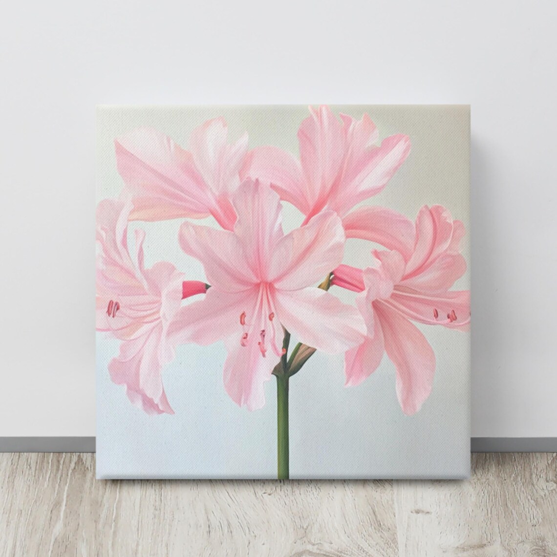 Pink Nerine Lily Flowers Cluster Soft White Floral Art Poster