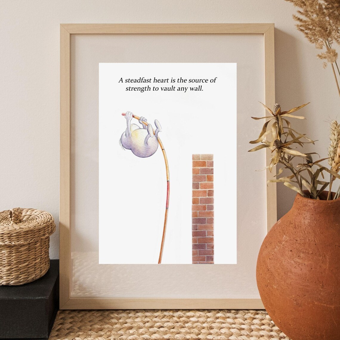 A Steadfast Heart Funbean Motivational Quote Wall Artdigital Poster Minimalist Hand Drawnfunnywarmhealingoffice