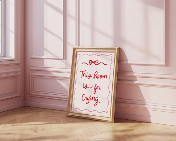 This Room Is For Crying Red Script Pink Coquette Quote Wall Art