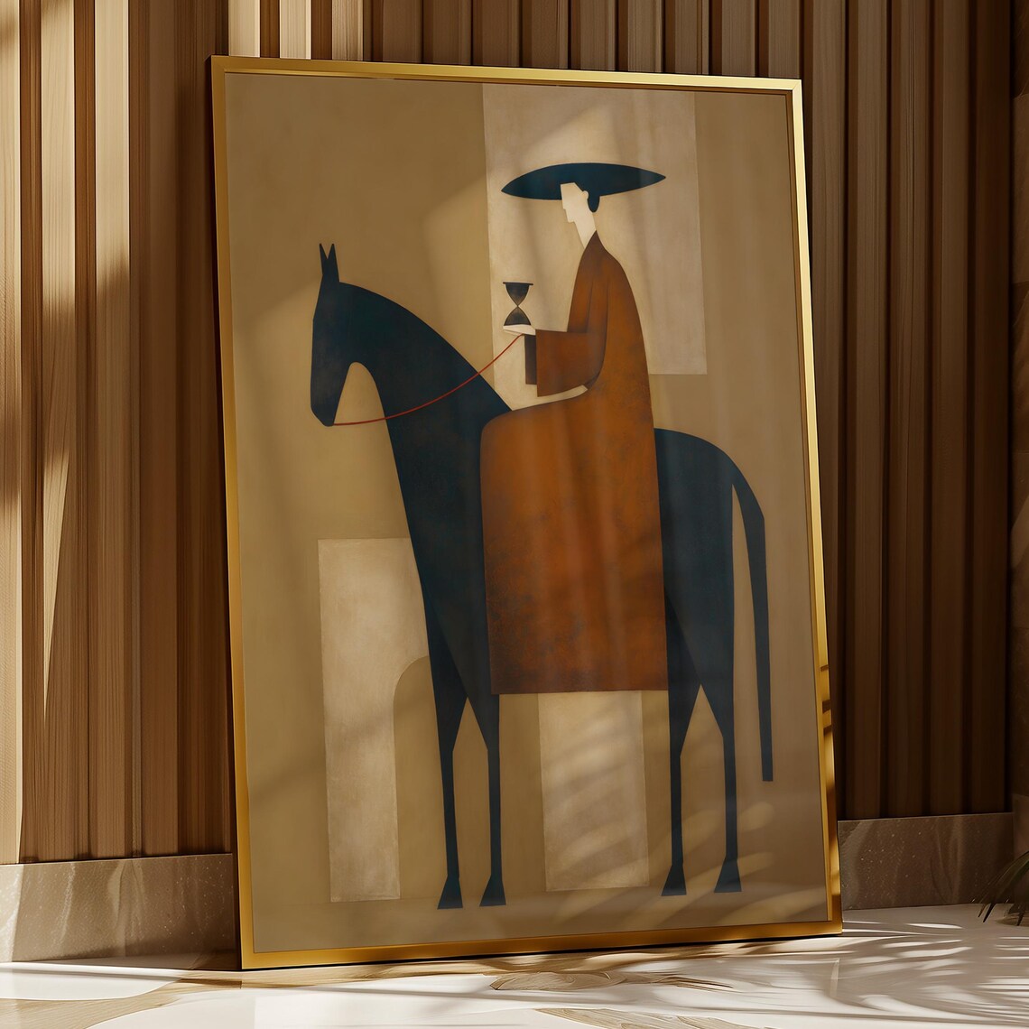 Abstract Horseman Hourglass Dark Horse Modern Western Art Poster