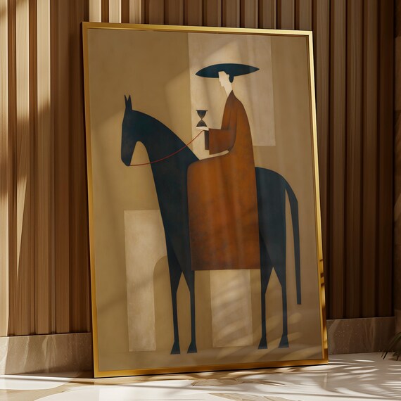 Wabi Sabi Horse Wall Art Modern Western Decor Japandi Print Digital Download
