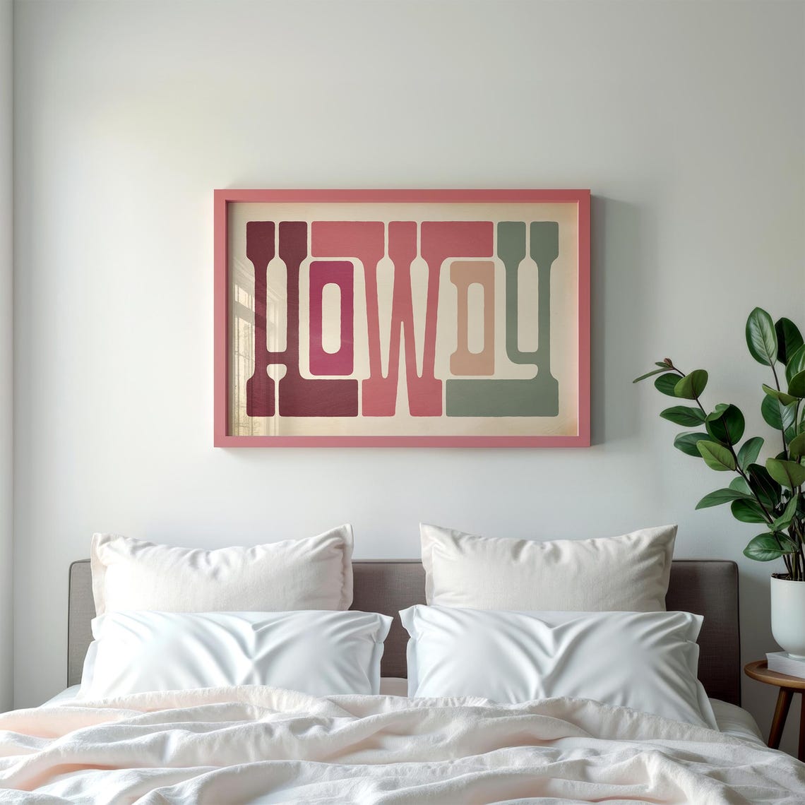 Howdy Pastel Multicolor Tall Typography Poster Pink Couch Room Decor - Image 2