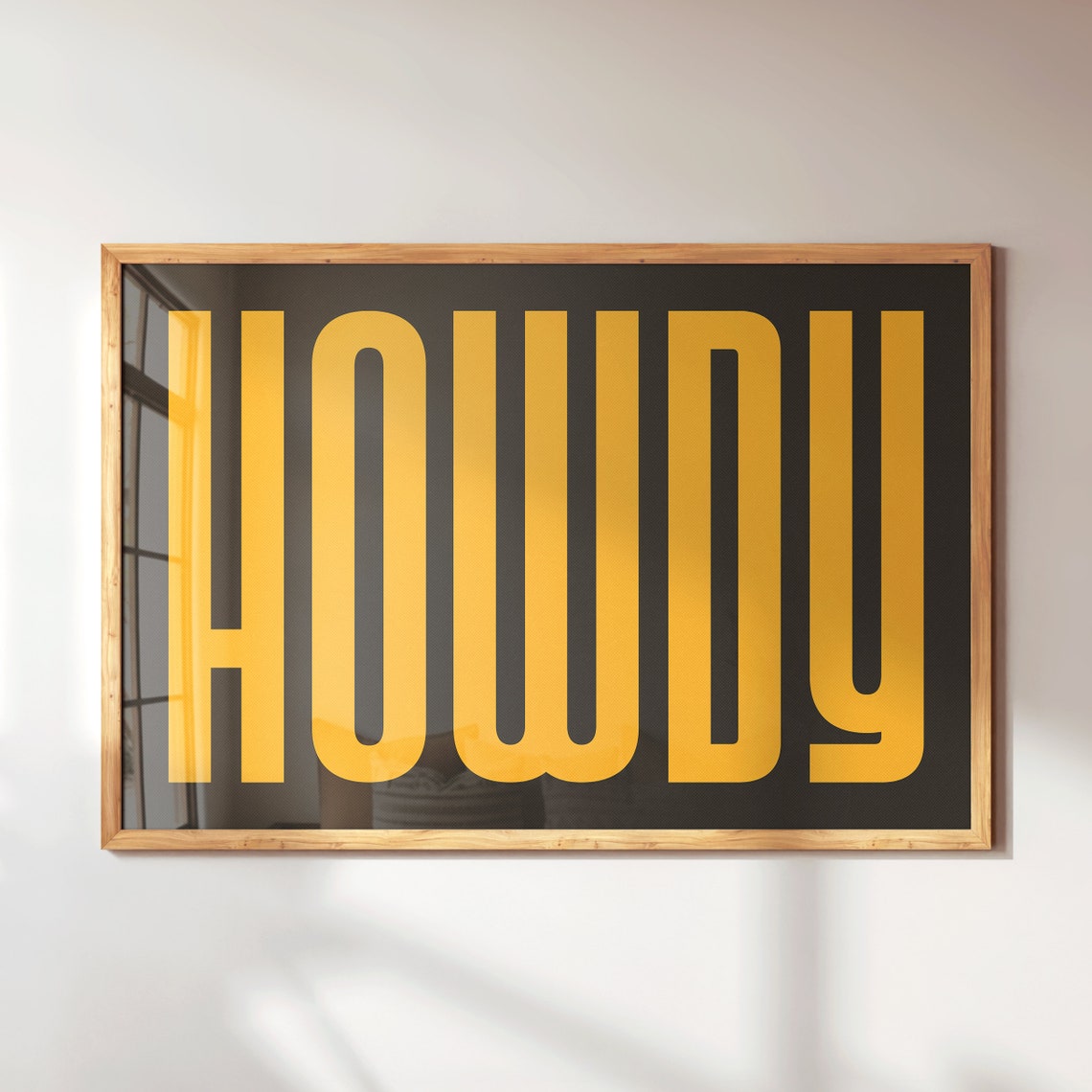 Yellow Howdy Statement Typography Black Backdrop Living Room Poster - Image 2