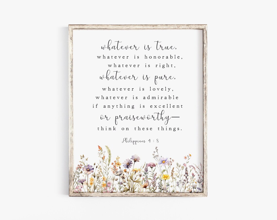Philippians 4:8 Whatever Is True, Watercolor Scripture