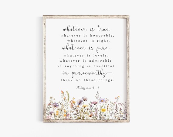 Philippians 4:8 Whatever Is True, Watercolor Scripture