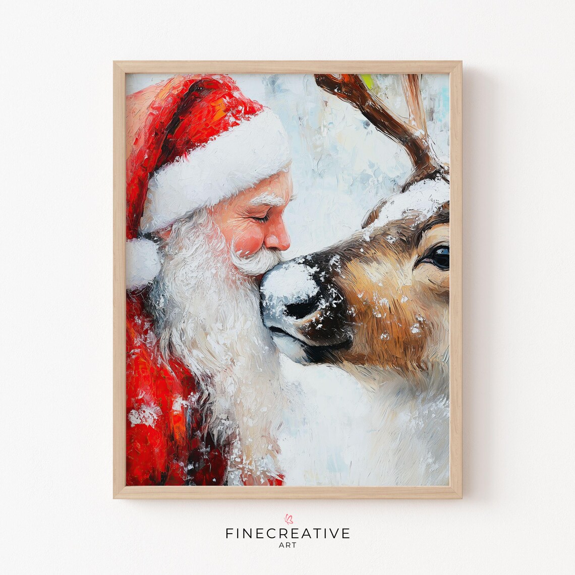 Santa Claus Christmas Painting Art Print, Winter Decor