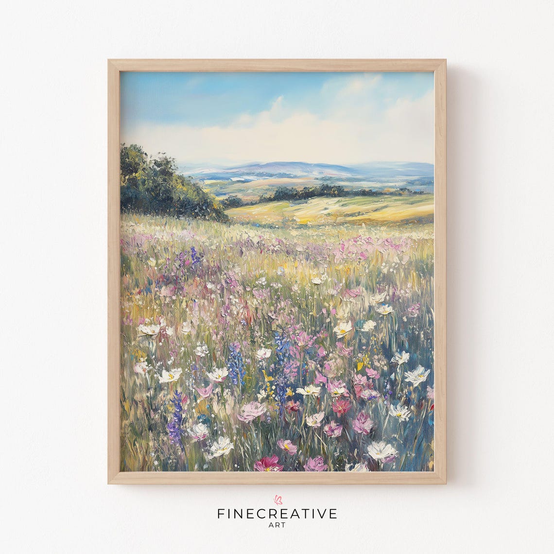 Summer Wildflower Meadow Landscape With Rolling Hills Poster