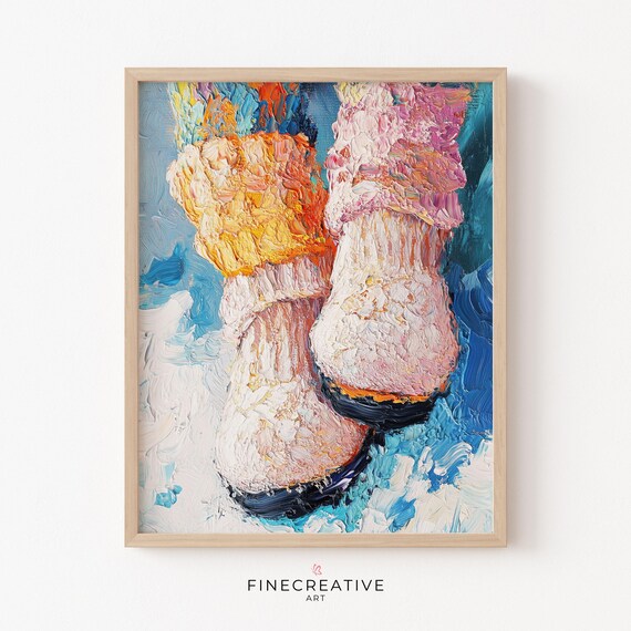 Cozy Winter Slippers Standing In Snow Impasto Artwork Poster