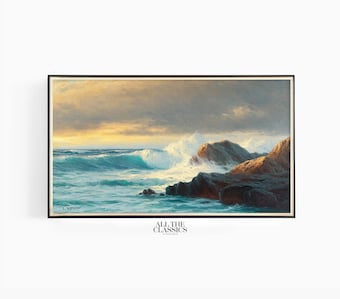 Breakers On The Coast At Sunset - Vintage Art