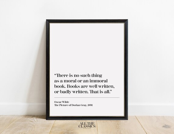 Oscar Wilde No Moral Or Immoral Book Quote Lower Layout Poster