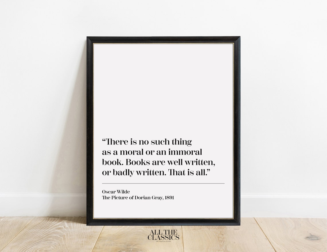 Oscar Wilde No Moral Or Immoral Book Quote Lower Layout Poster