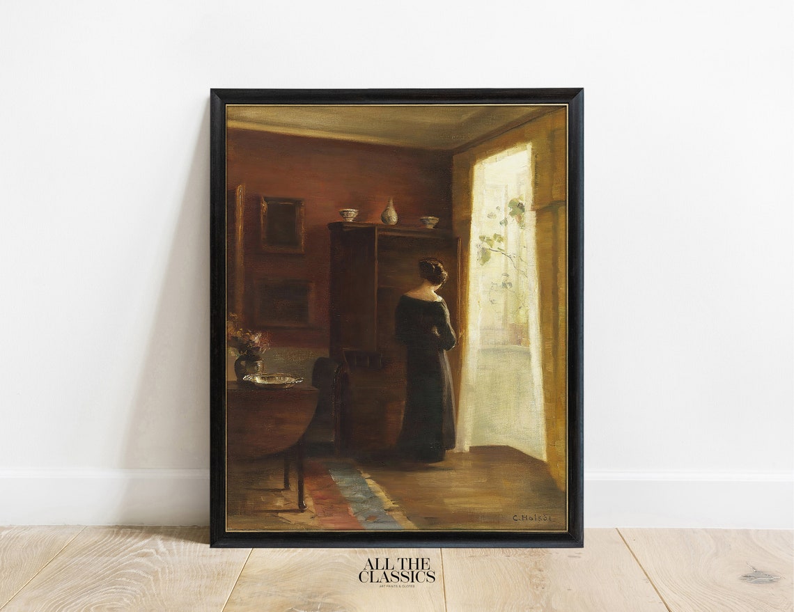 Carl Holse Artists Wife At The Window Warm Danish Interior Art Poster - Image 3
