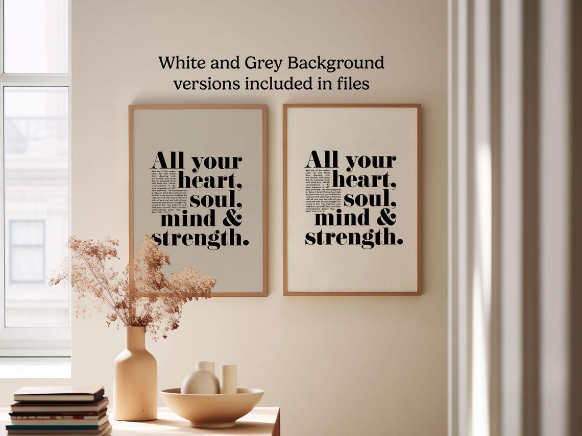 Mark 12:30 Love The Lord Heart Soul Mind Strength Bible Verse Poster - Image 6