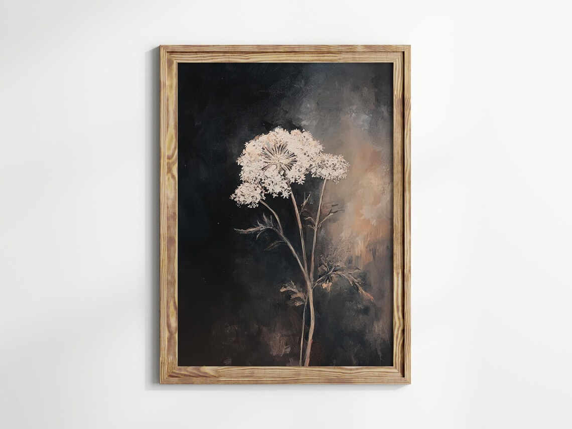 Queen Anne Lace Floral Dark Academia Art Print - Image 2