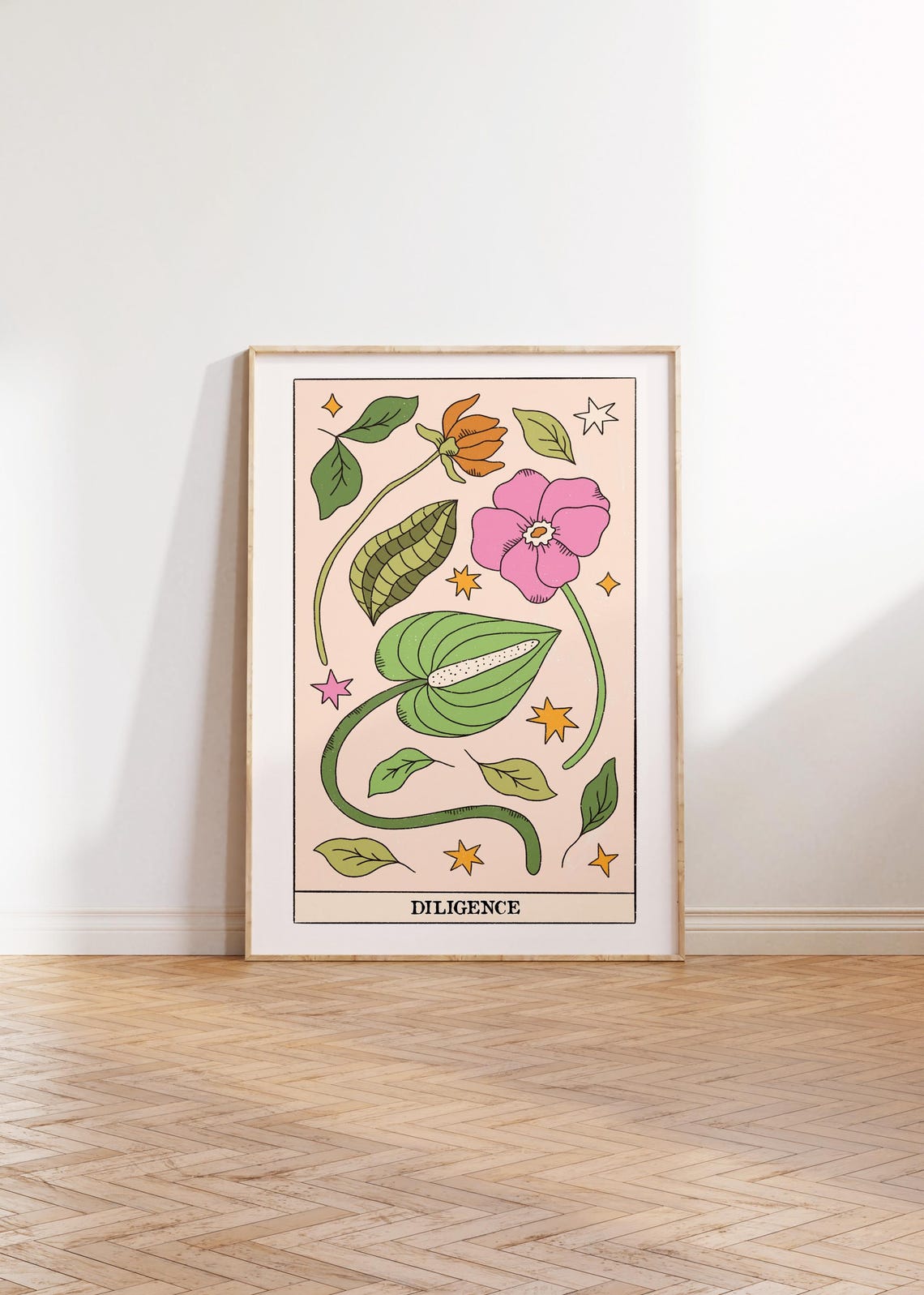 Diligence Tarot Card Botanical Floral Stars Whimsical Decor Wall Art - Image 3