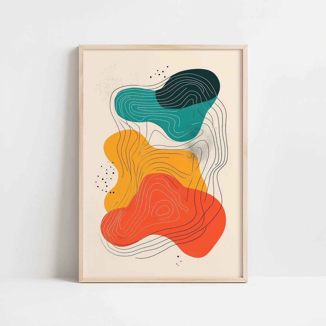 Colorful Topographic Contour Line Waves Bold Abstract Art Print