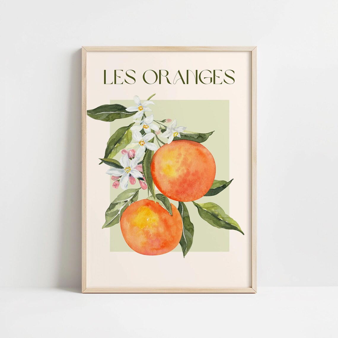 Les Oranges Watercolor Orange Blossom Branch French Fruit Wall Art