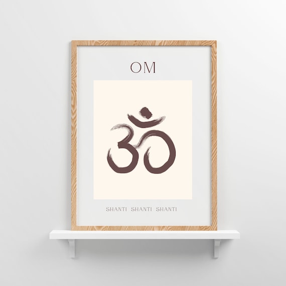 Om Shanti Shanti Shanti Brushstroke Yoga Spiritual Zen Quote Poster