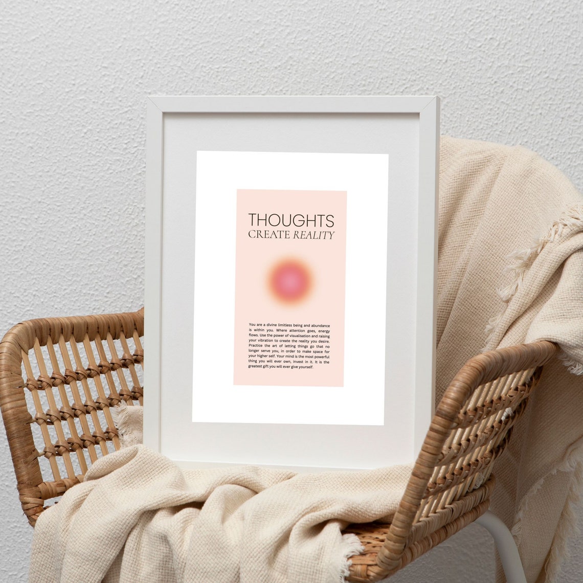 Thoughts Create Reality Manifestation Aura Positive Quote Poster Pink - Image 2