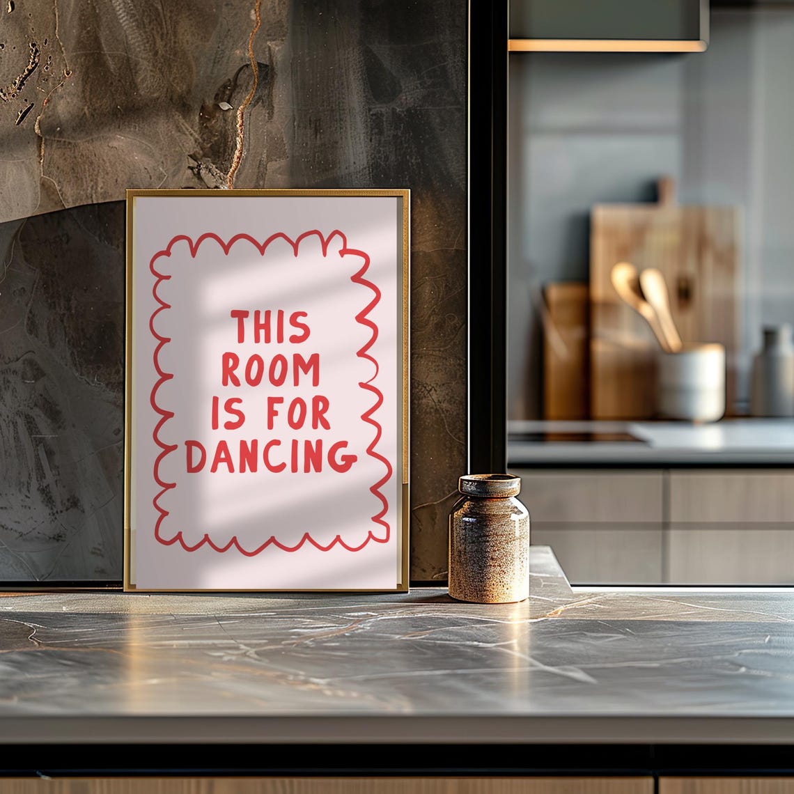 This Room Is for Dancing Fun Red Wavy Typography Party Poster - Image 2