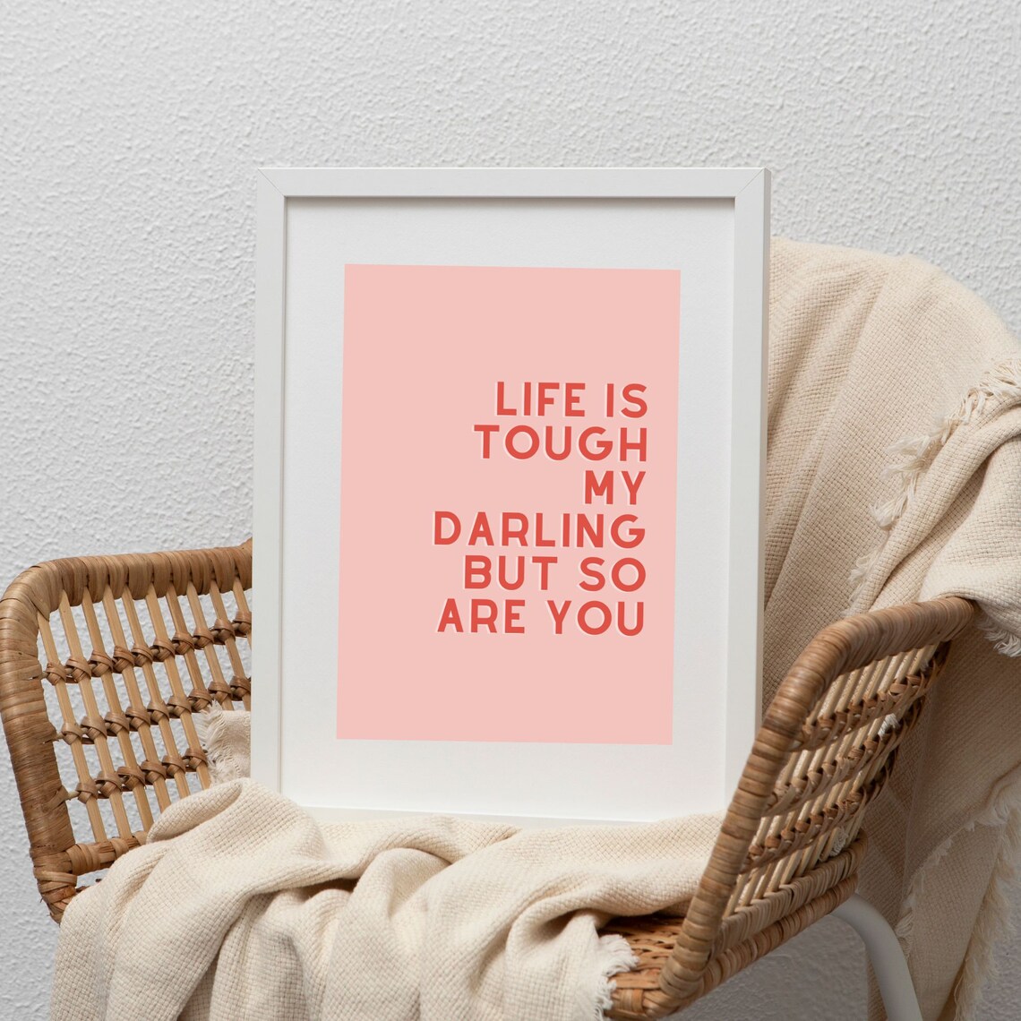 Life Is Tough My Darling But So Are You Positive Quote Poster Pink - Image 2
