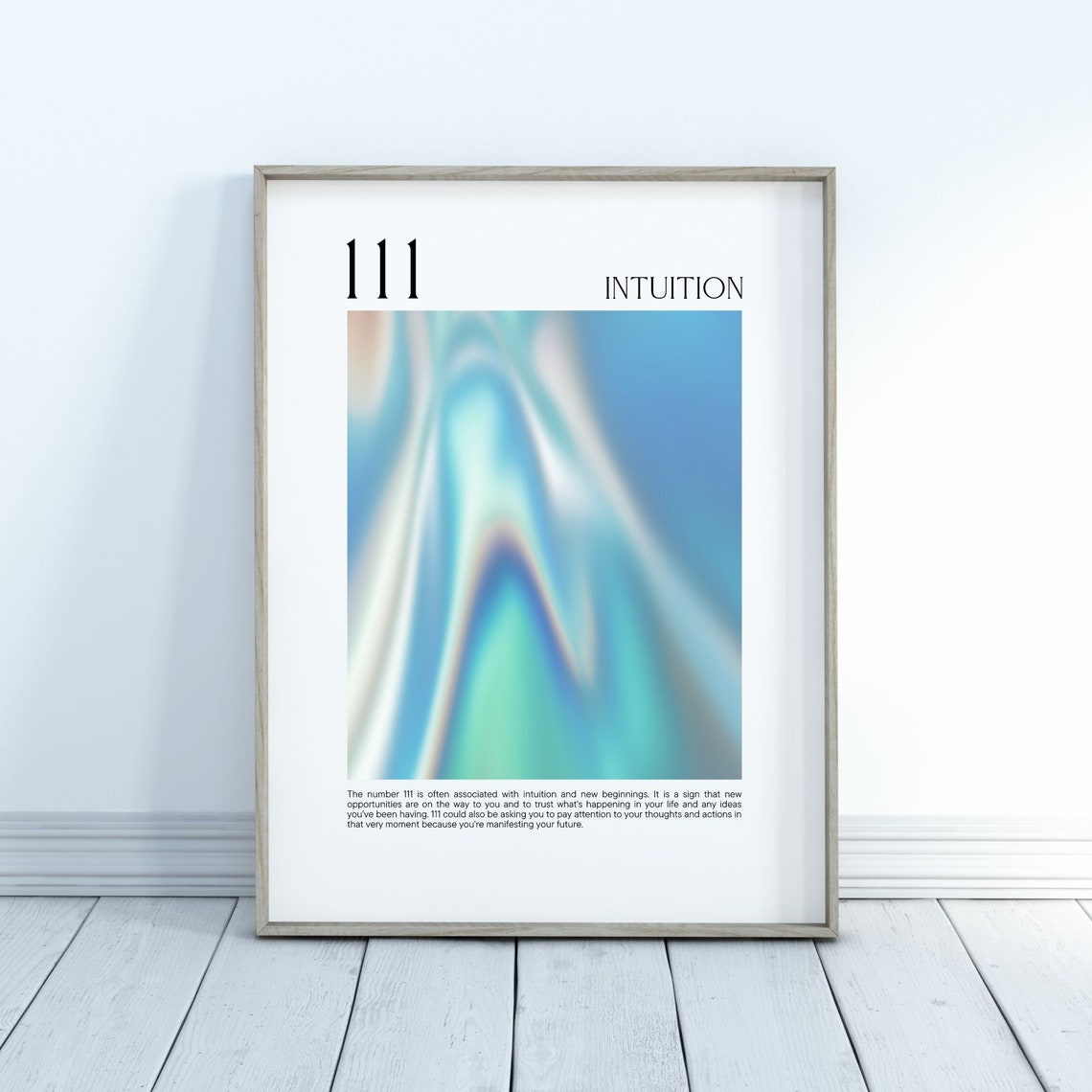 Angel Number 111 Intuition Blue Aura Gradient Spiritual Poster - Image 4