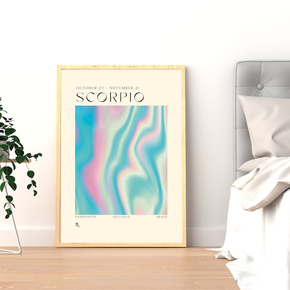 Scorpio Zodiac Aura Teal Pink Abstract Swirl Gradient Poster
