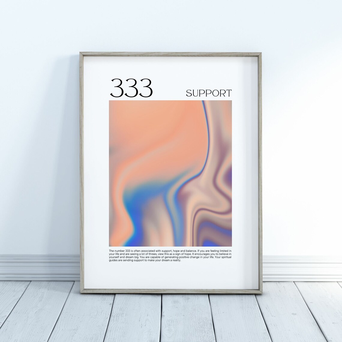 Angel Number 333 Support Peach Blue Aura Gradient Spiritual Poster - Image 4